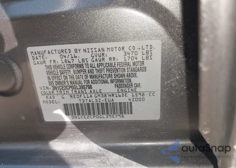 2016 Nissan Versa Note Sv from USA, damaged, VIN 3N1CE2CP0GL395798